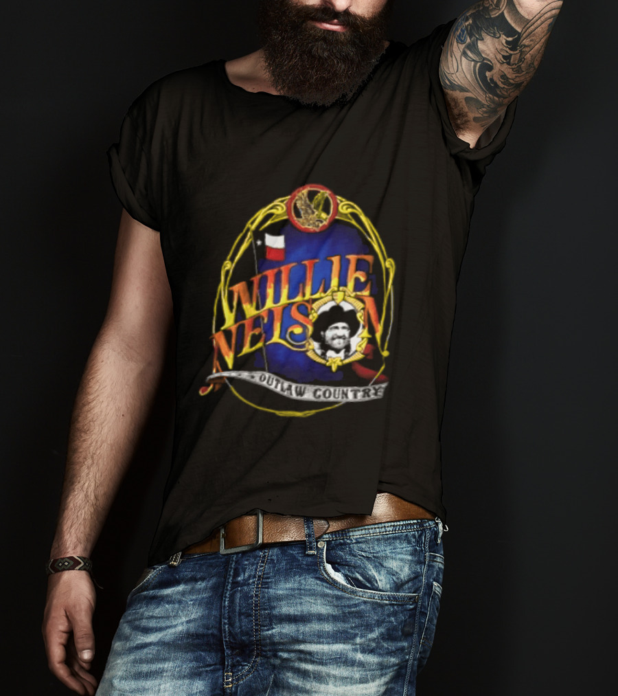 Willie Nelson Outlaw Texas Flag Eagle Country T-Shirt