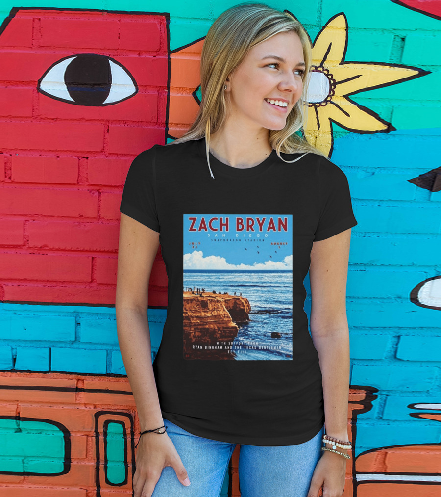 Zach Bryan San Diego Snapdragon Stadium July 31 August 1 With Support From Ryan Bingham The Texas Gentlemen Feu Fei T-Shirt