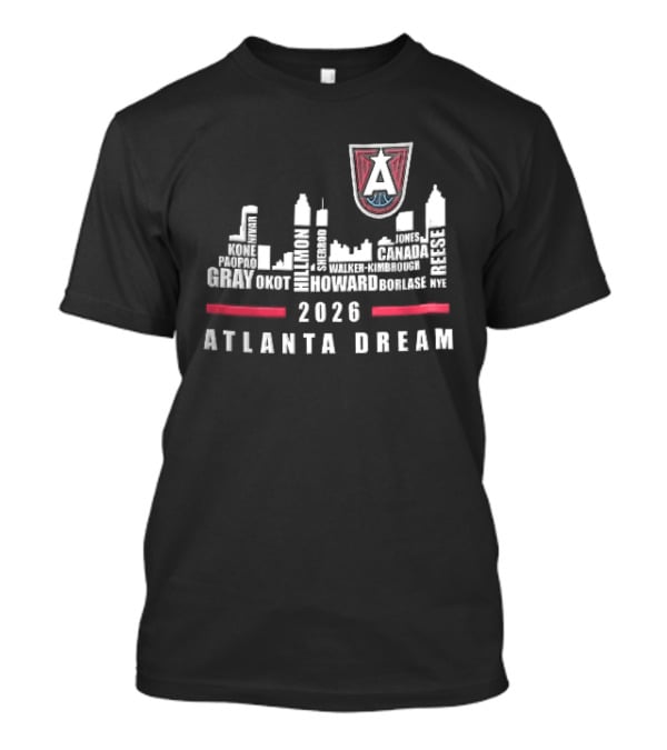 Atlanta Dream WNBA Nivar Kone Roster 2026 Atlanta City Skyline Shield T-Shirt