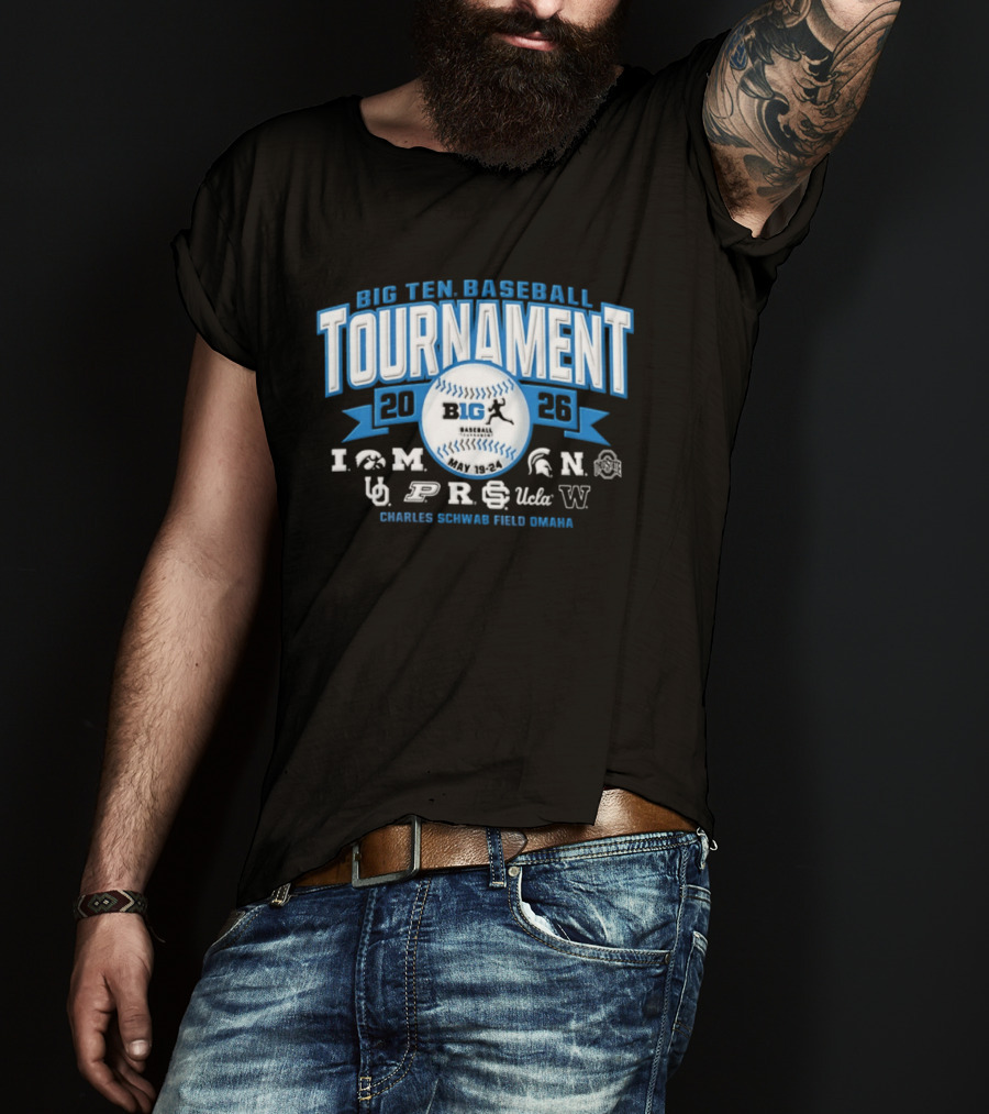 Big Ten Baseball Tournament 2026 Charles Schwab Field Omaha Iowa Michigan Purdue UCLA Ohio State T-Shirt