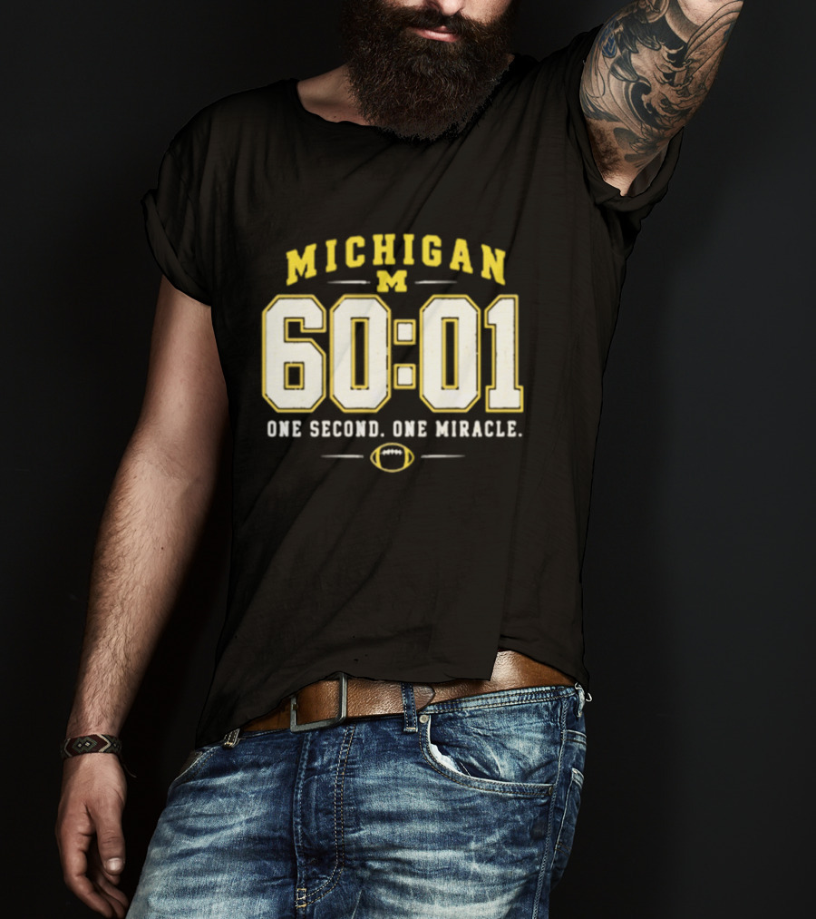 Michigan Wolverines 60 01 One Second One Miracle Football T-Shirt