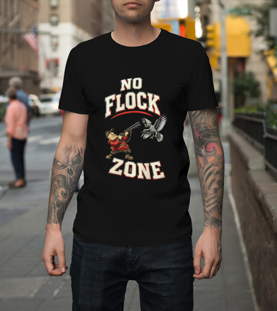 No Flock Zone Hunter With Surveillance Bird Vintage Look T-Shirt