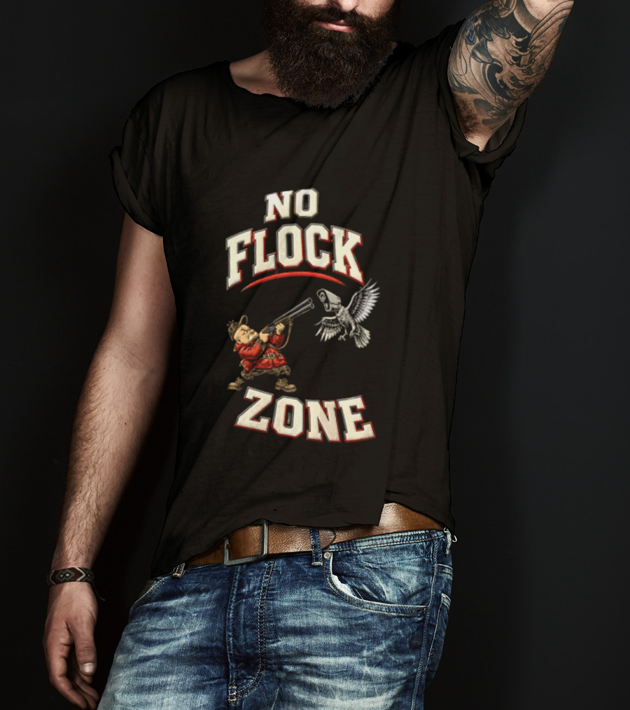No Flock Zone Hunter With Surveillance Bird Vintage Look T-Shirt
