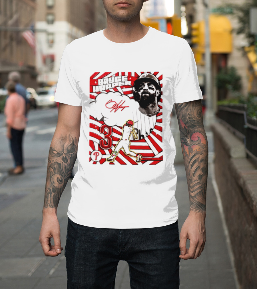 Bryce Harper Philadelphia Phillies 2026 MLB Signature Number 3 T-Shirt