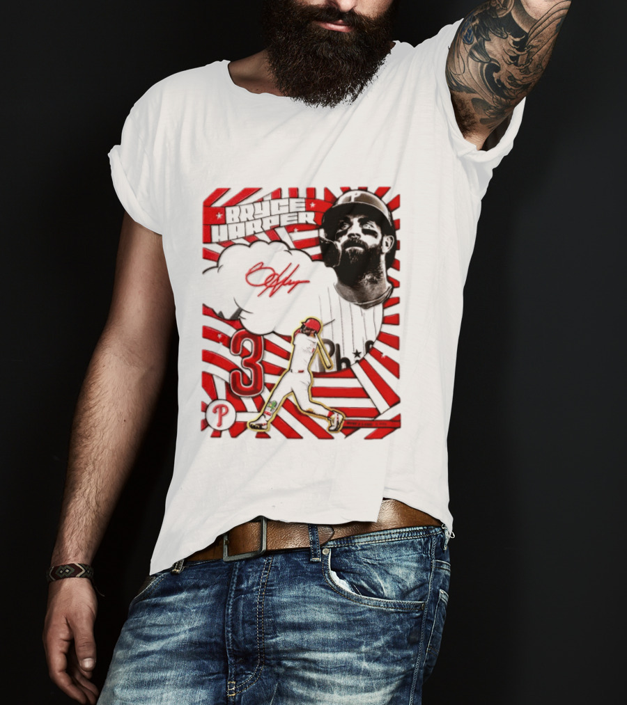 Bryce Harper Philadelphia Phillies 2026 MLB Signature Number 3 T-Shirt