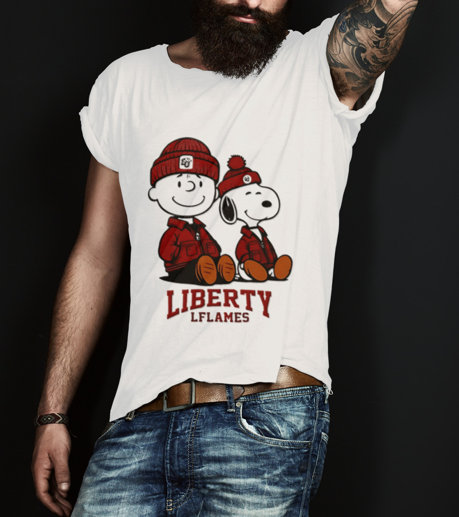 Charlie Brown Snoopy Liberty Flames NCAA Football 2026 Peanuts Collaboration T-Shirt