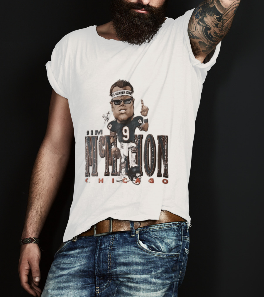 Chicago Bears Jim McMahon Were Number One Caricature Player Helmet T-Shirt