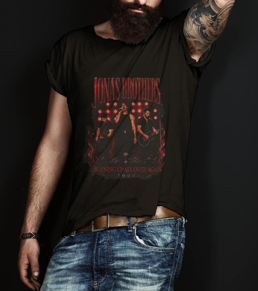 Jonas Brothers Burning Up All Over Again Tour Red Concert T-Shirt
