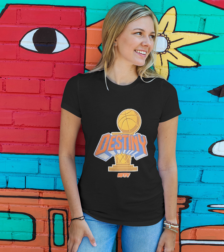 Destiny Gold Basketball Hoop Trophy Cartoon KFTV Orange Lettering T-Shirt