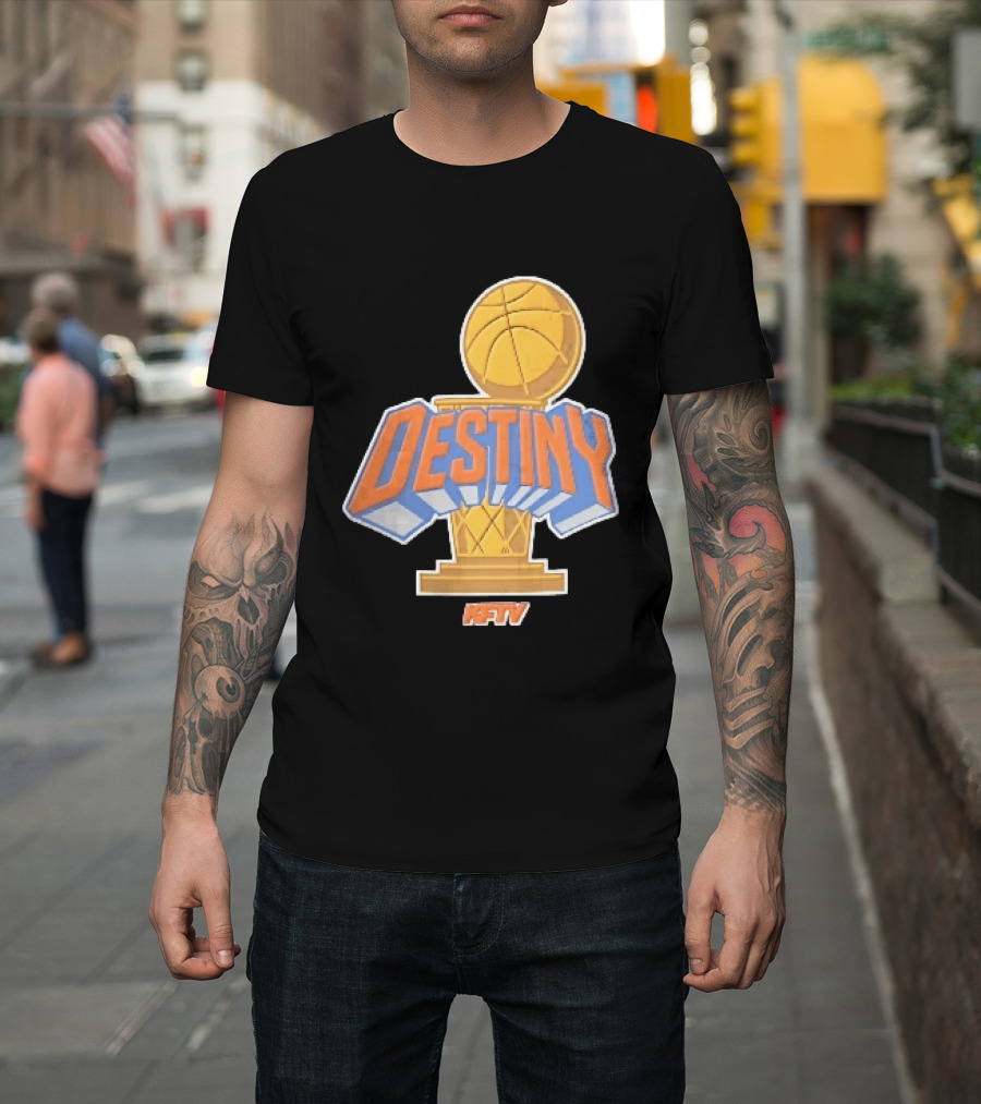 Destiny Gold Basketball Hoop Trophy Cartoon KFTV Orange Lettering T-Shirt