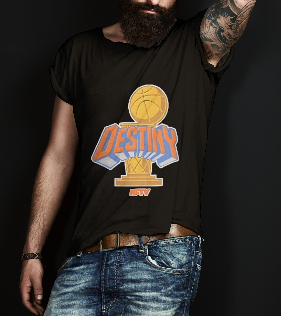 Destiny Gold Basketball Hoop Trophy Cartoon KFTV Orange Lettering T-Shirt