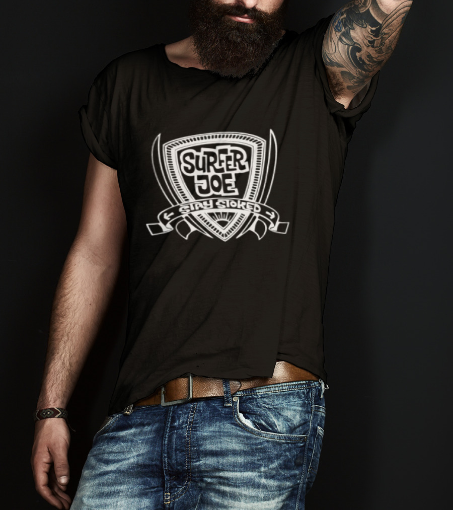 Surfer Joe Shield Emblem Surfboard T-Shirt
