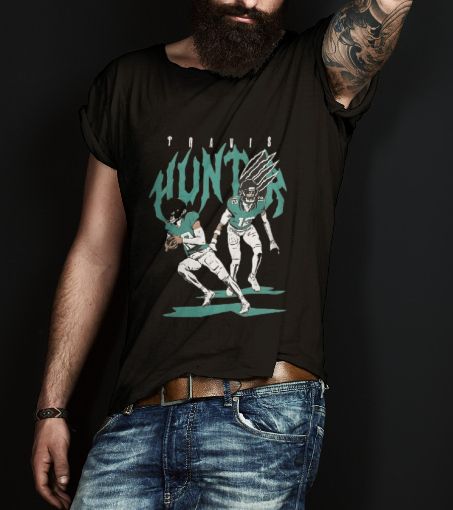Travis Hunter Football Players Claw Marks Action Poses T-Shirt