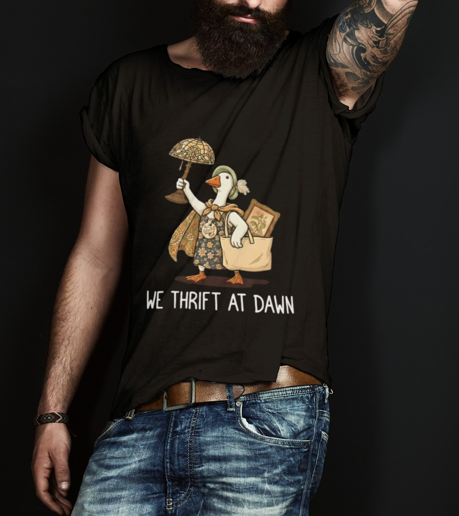 We Thrift At Dawn Vintage Goose With Lamp And Bag T-Shirt