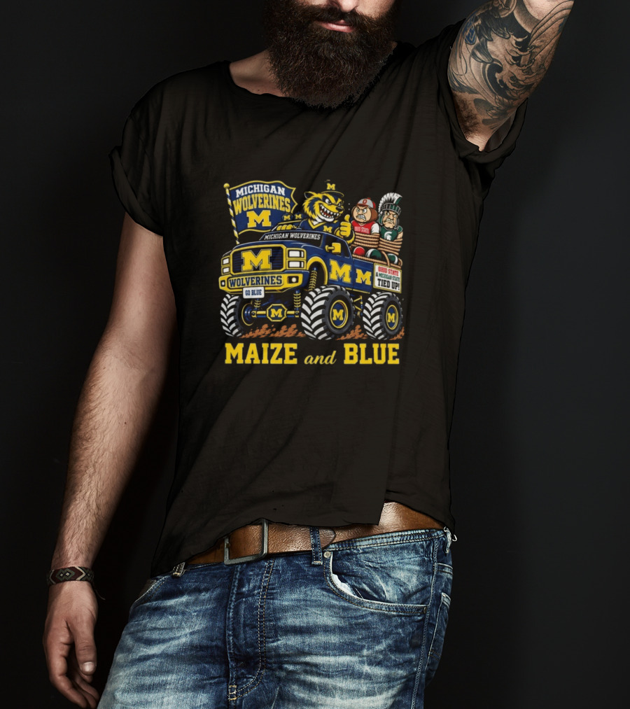 Michigan Wolverines Maize And Blue 2026 Ohio State And Michigan State Tied Up T-Shirt