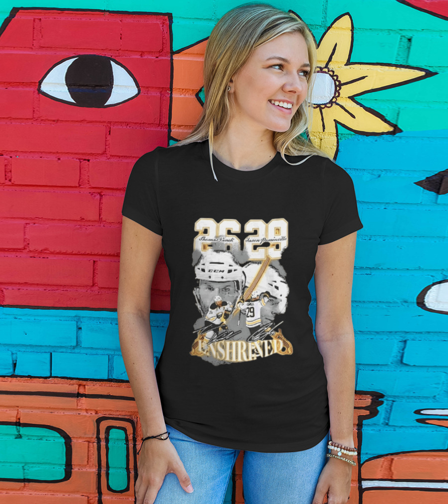 Thomas Vanek Jason Pominville 2026 Player Photos 26 29 Enshrined Buffalo Sabres Crossed Swords T-Shirt