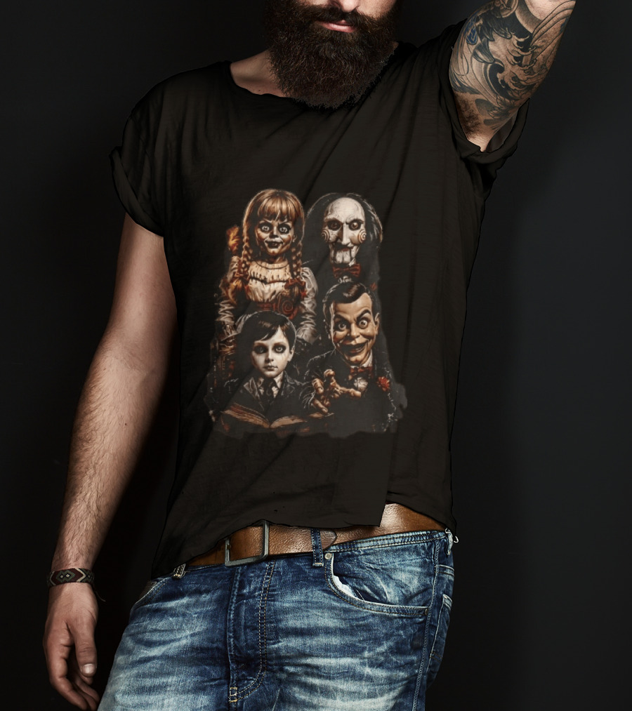 Creepy Horror Ventriloquist Dummies Annabelle Jigsaw Characters T-Shirt