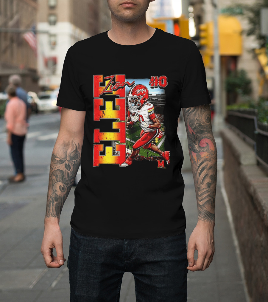Zion #0 Maryland Terrapins NCAA Football Player Caricature T-Shirt