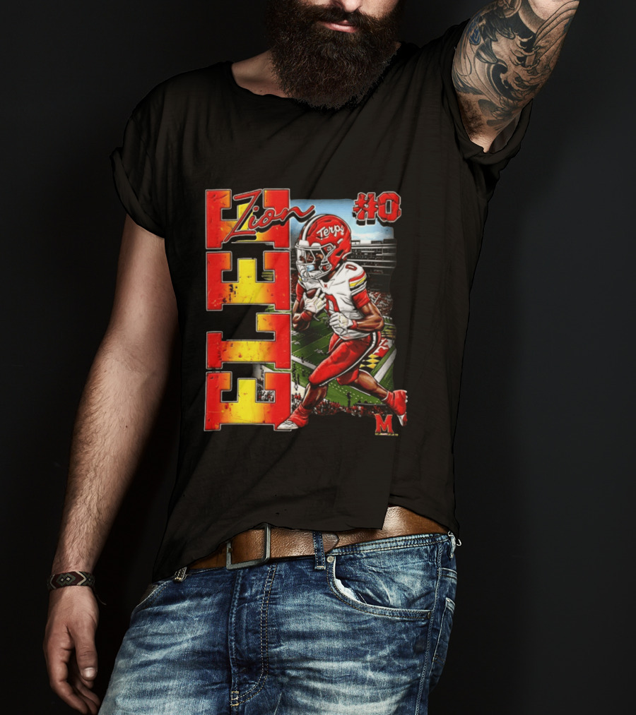 Zion #0 Maryland Terrapins NCAA Football Player Caricature T-Shirt