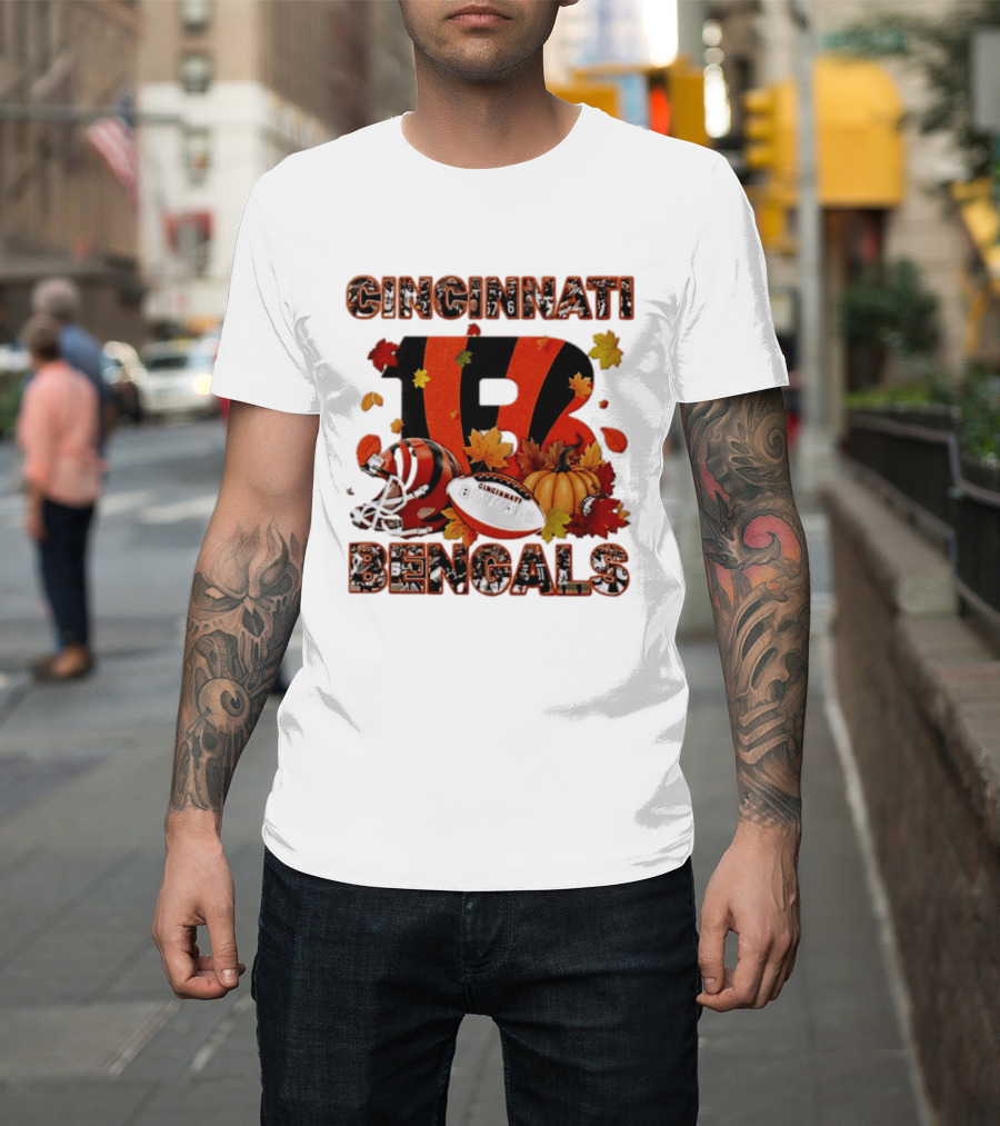 Cincinnati Bengals Autumn Fall Pumpkin Football 2026 Halloween T-Shirt