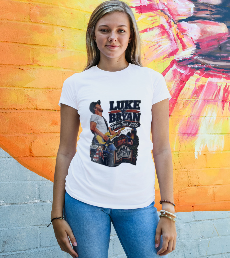 Luke Bryan Farm Tour 2026 Prairie View Farms Brookston IN Pickup Truck Barn Scene T-Shirt