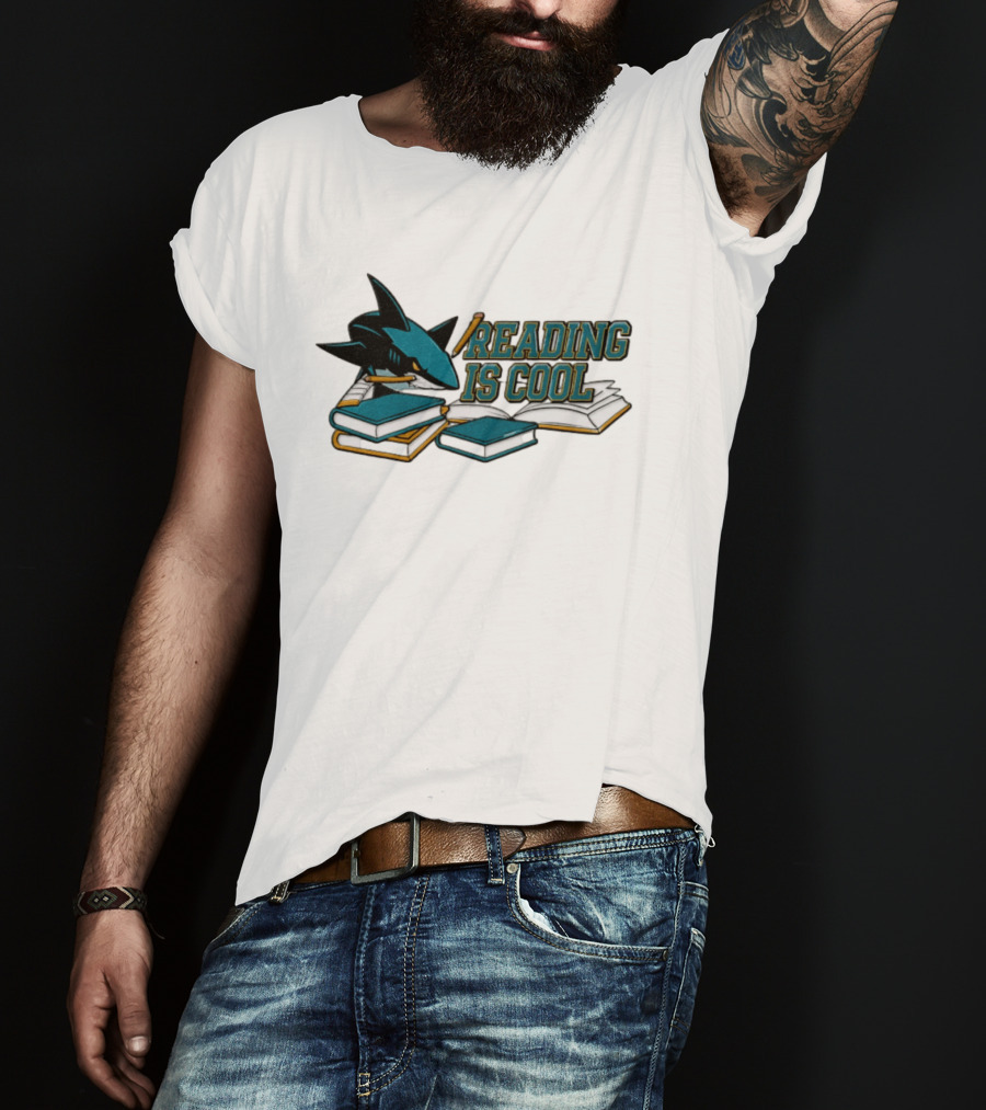 San Jose Sharks Reading Is Cool Books And Shark With Pencil T-Shirt