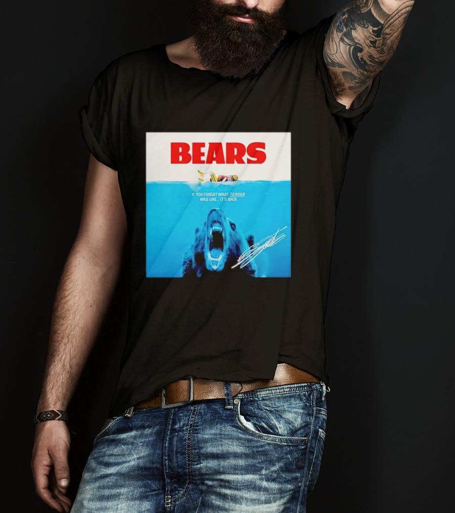 BEARS Caleb Williams Green Bay Packers Player Swimming Bear If You Forgot What Terror Was Like It's Back Chicago Bears T-Shirt