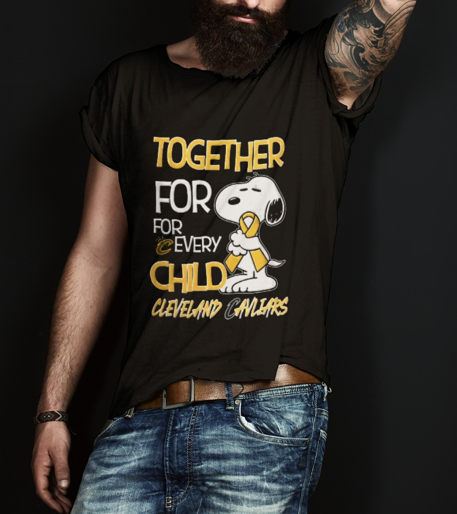 Cleveland Cavaliers Together For Every Child Cartoon Dog Yellow Ribbon T-Shirt