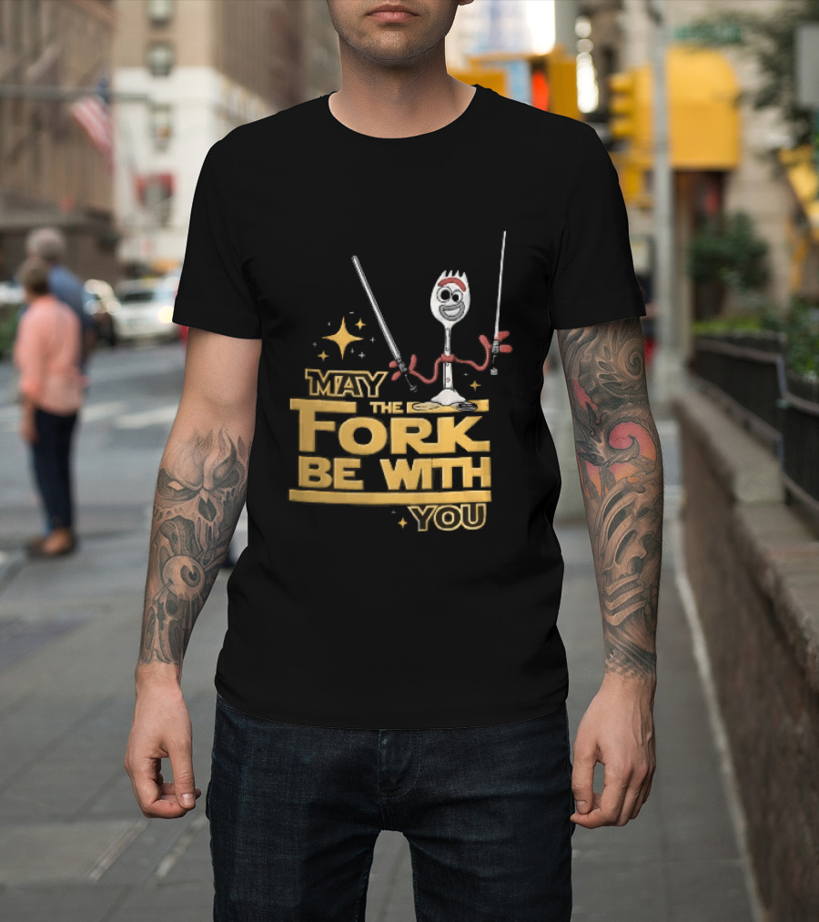 May The Fork Be With You Spork Wielding Lightsabers T-Shirt