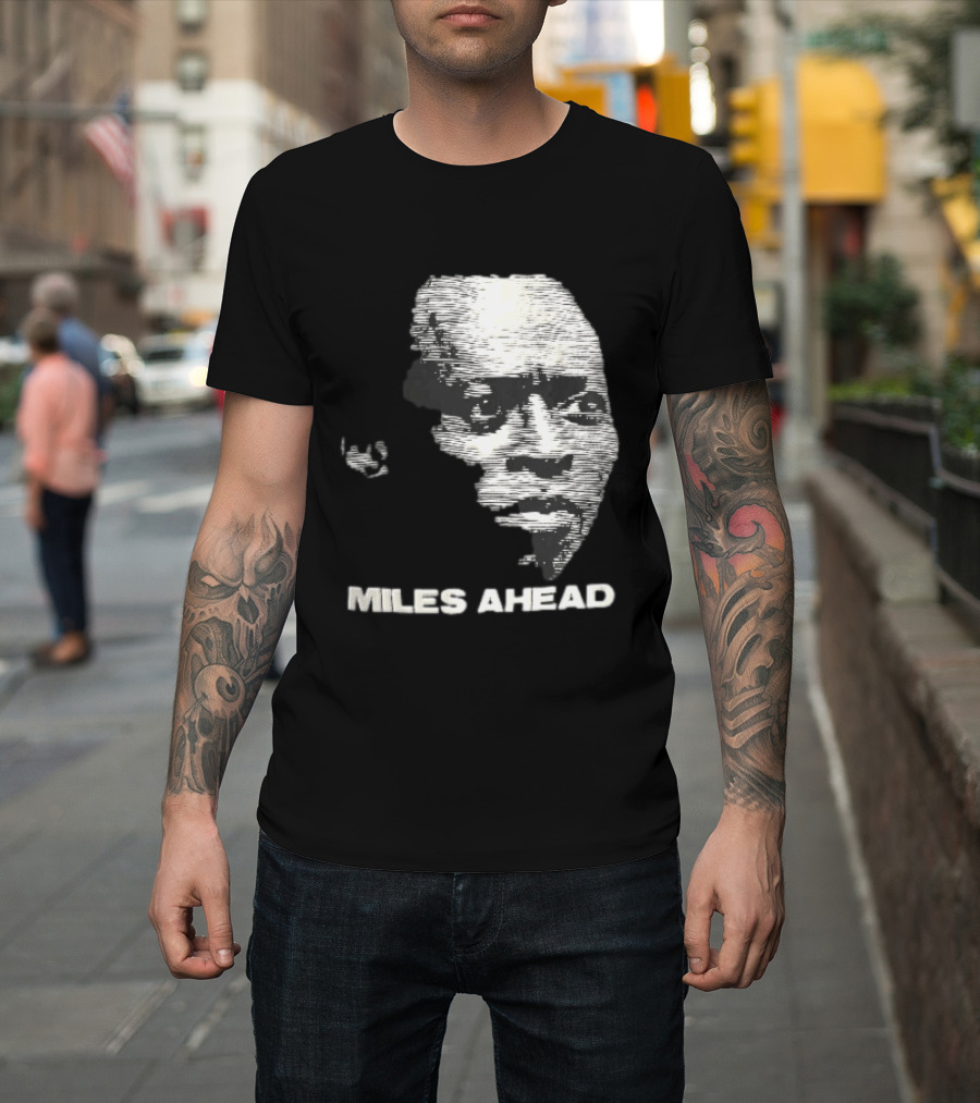 Miles Ahead Face Close Up Horizontal Lines T-Shirt