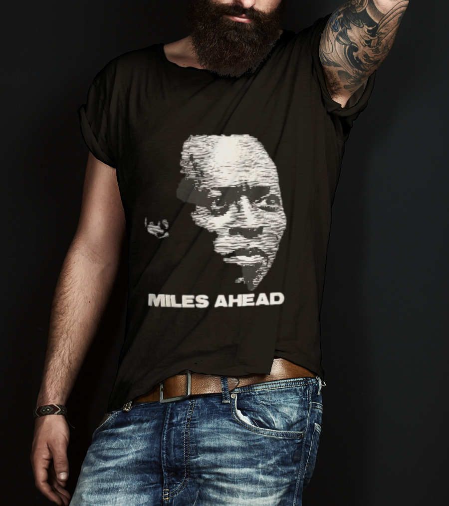 Miles Ahead Face Close Up Horizontal Lines T-Shirt