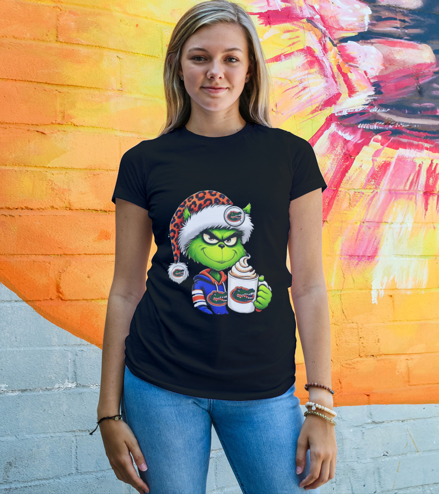Holiday 2026 Grinch In Florida Gators With Festive And Santa Hat T-Shirt