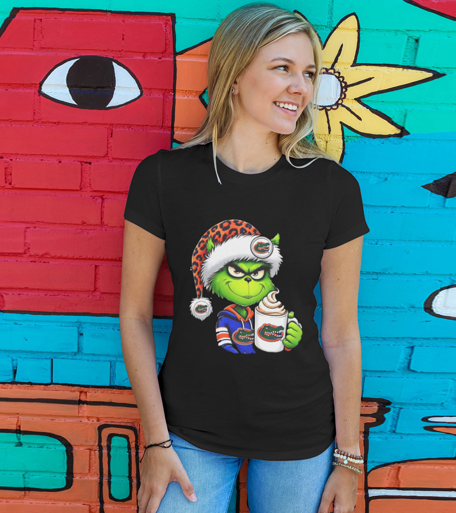 Holiday 2026 Grinch In Florida Gators With Festive And Santa Hat T-Shirt