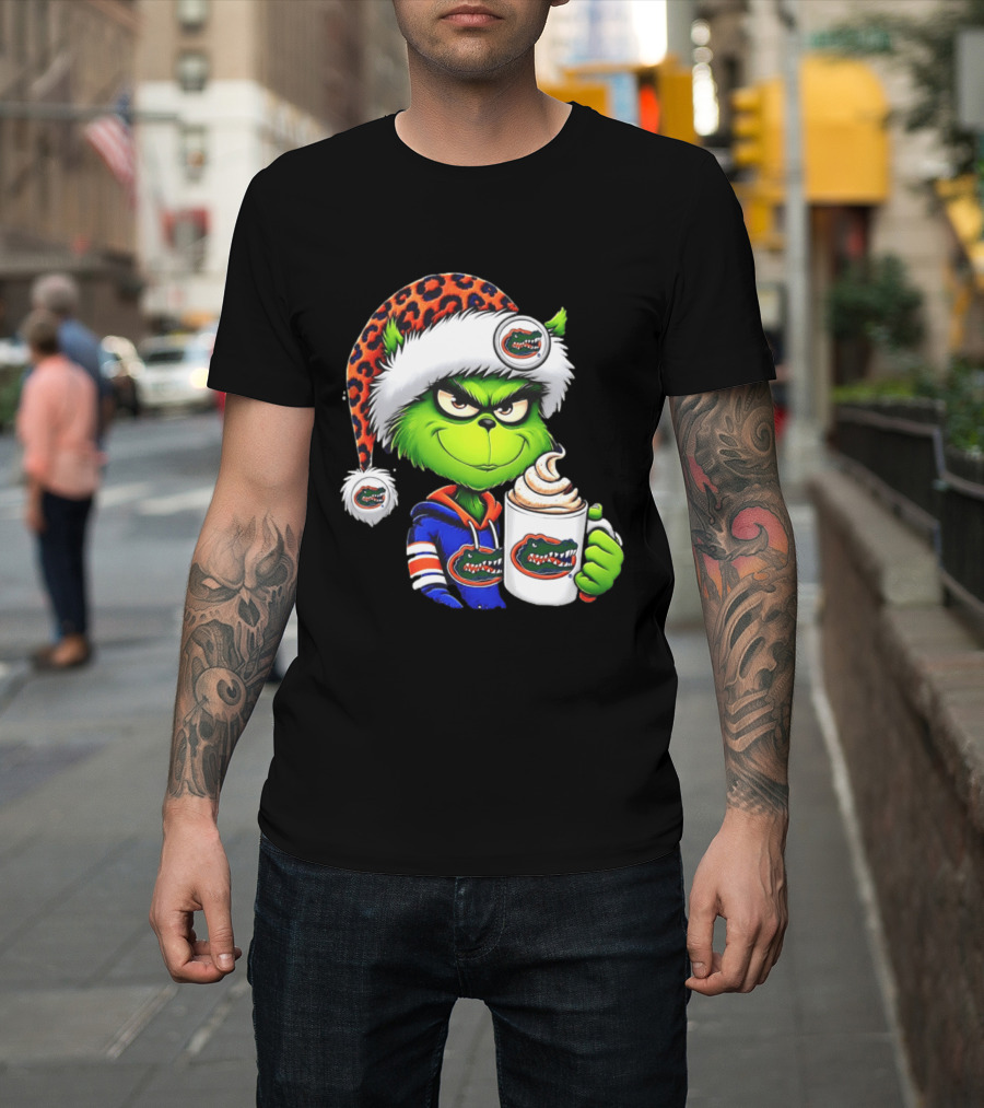 Holiday 2026 Grinch In Florida Gators With Festive And Santa Hat T-Shirt