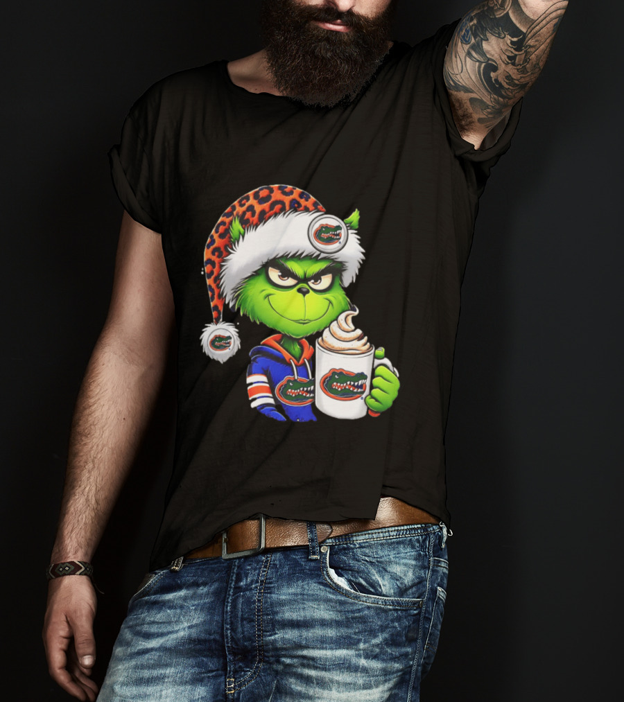 Holiday 2026 Grinch In Florida Gators With Festive And Santa Hat T-Shirt