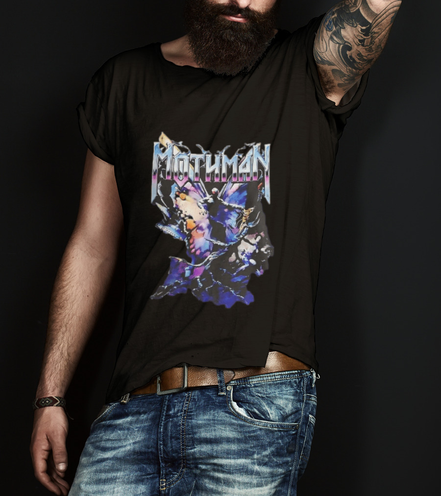Mothman Glowing Red Eyes Giant Wings Heavy Metal UFO T-Shirt