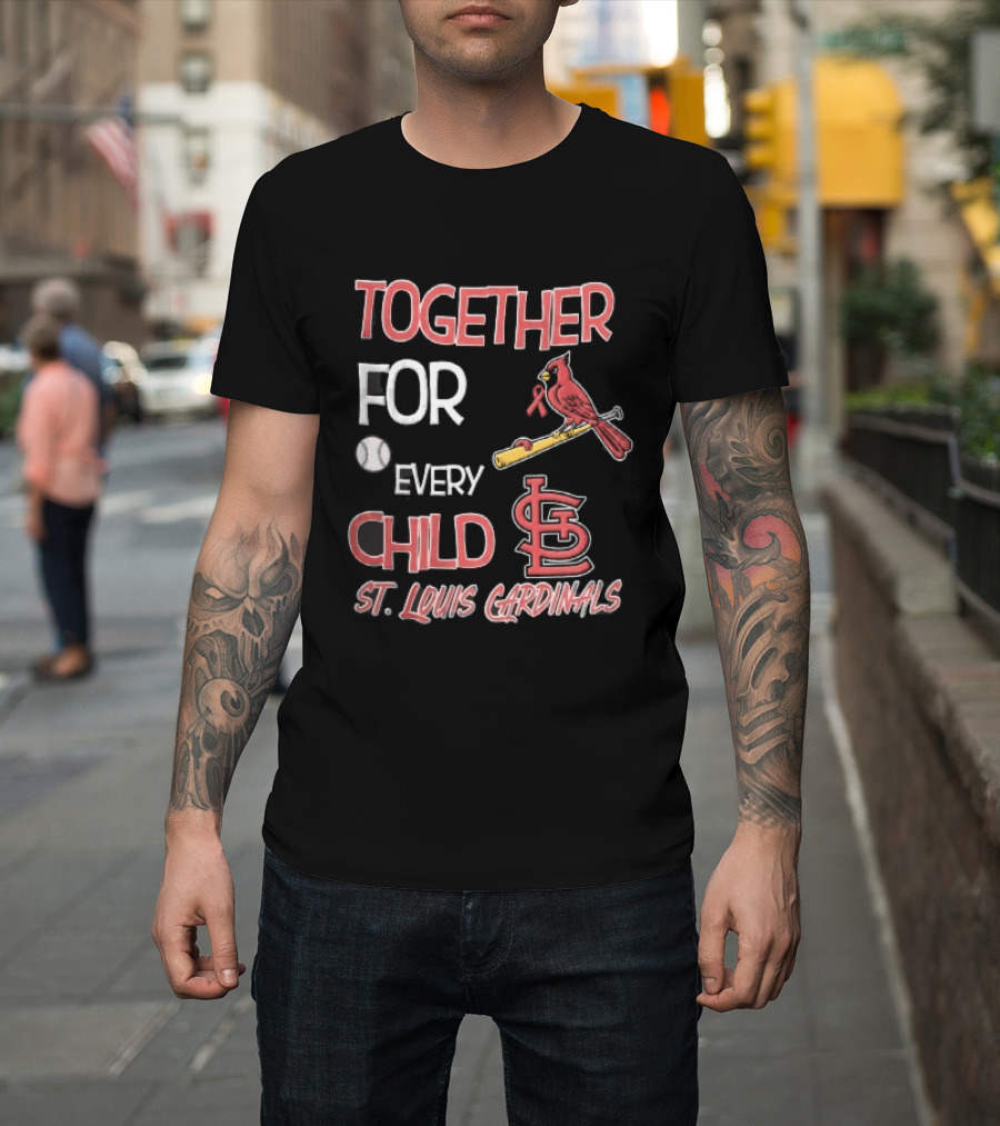 St. Louis Cardinals Together For Every Child Bird On Bat Baseball T-Shirt