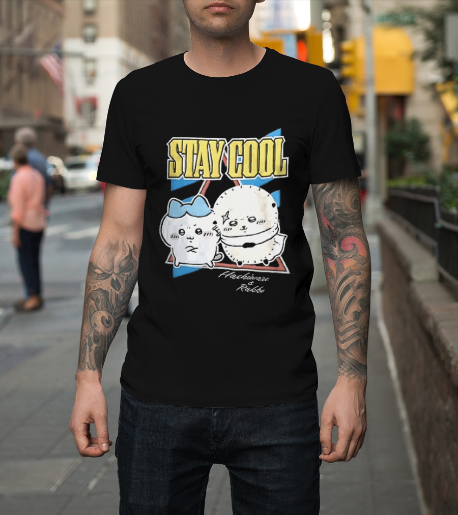 Stay Cool Hachiware And Rakko Distressed Cartoon Anime Characters T-Shirt