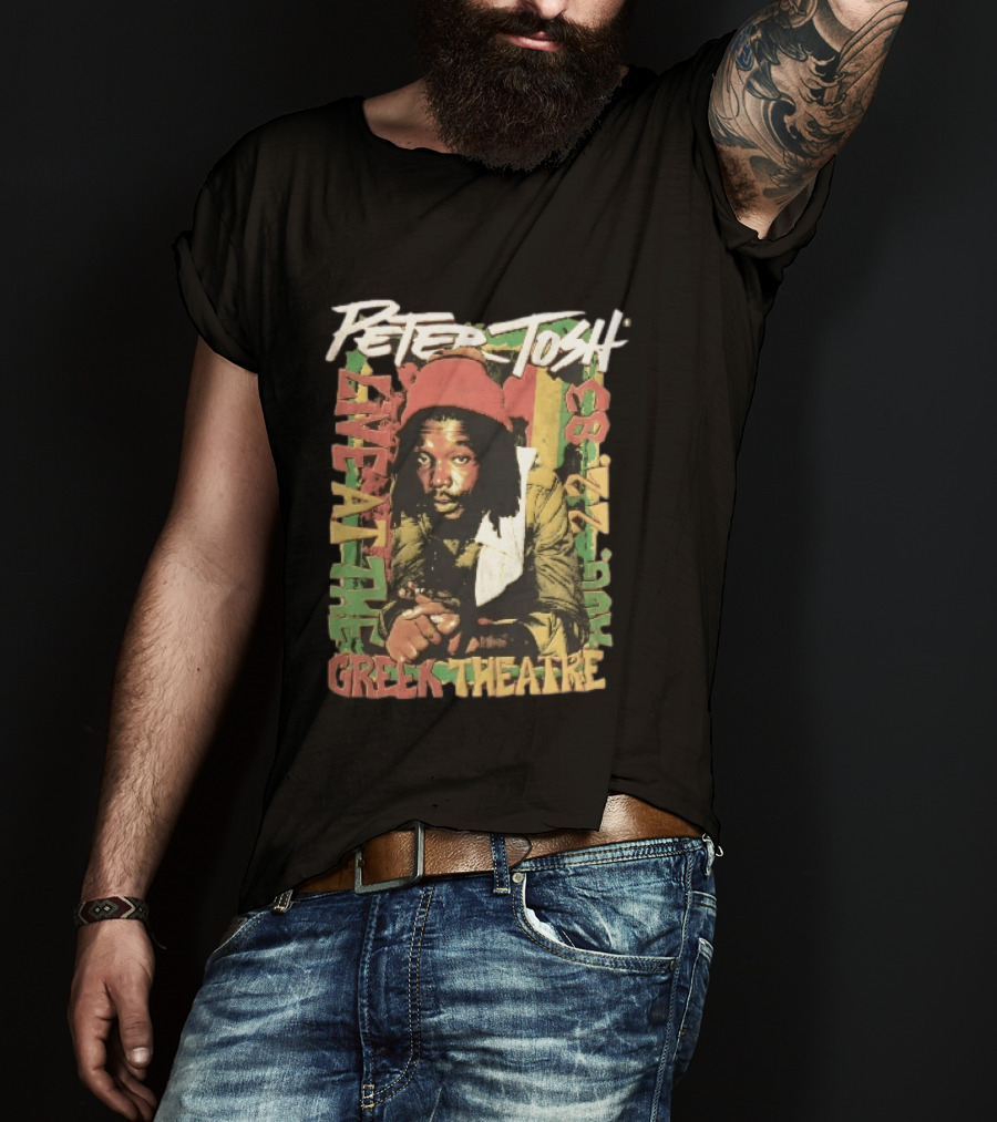 Peter Tosh Live At The Greek Theatre Aug 22 83 Rastafarian Dreadlocked Musician T-Shirt