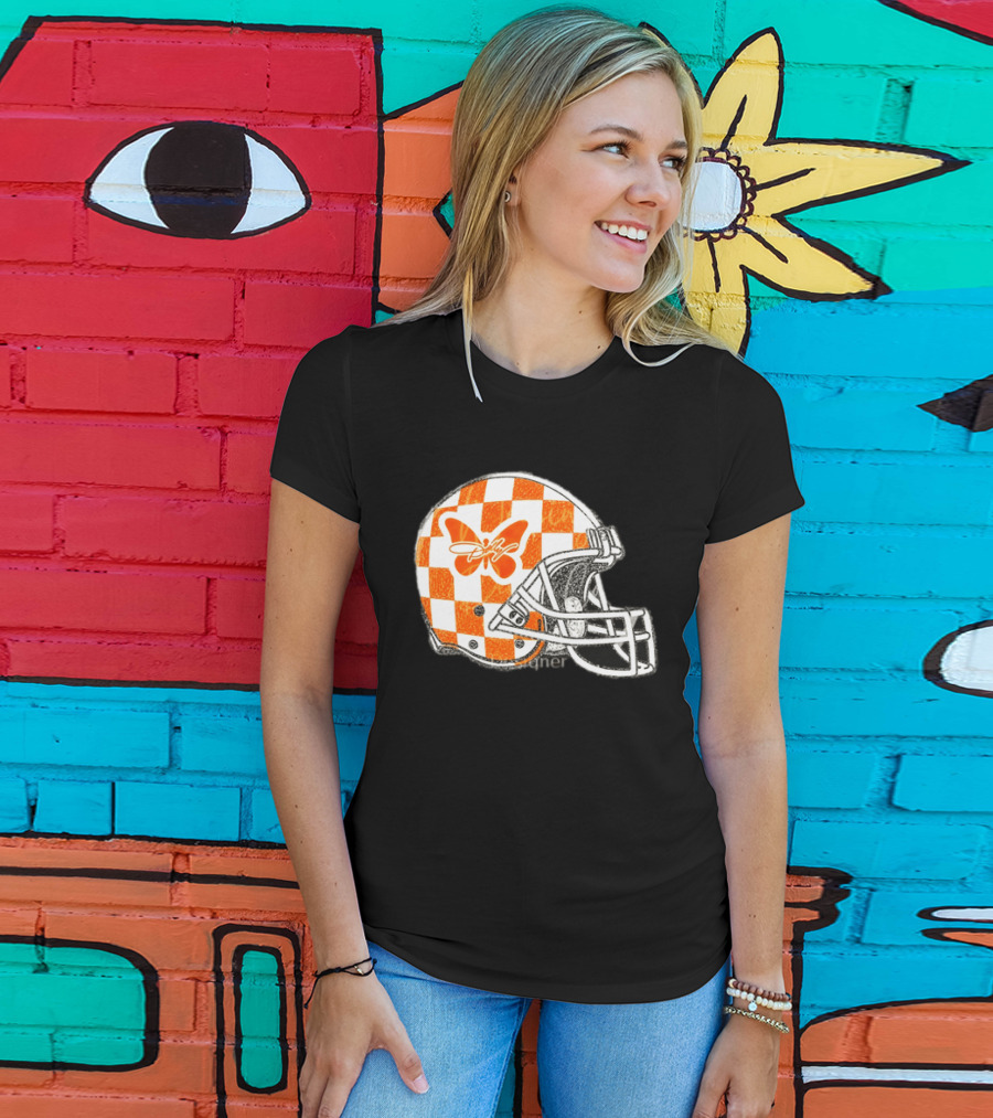 Tennessee Vols Football Helmet Checkerboard Butterfly Dolly Parton Version T-Shirt