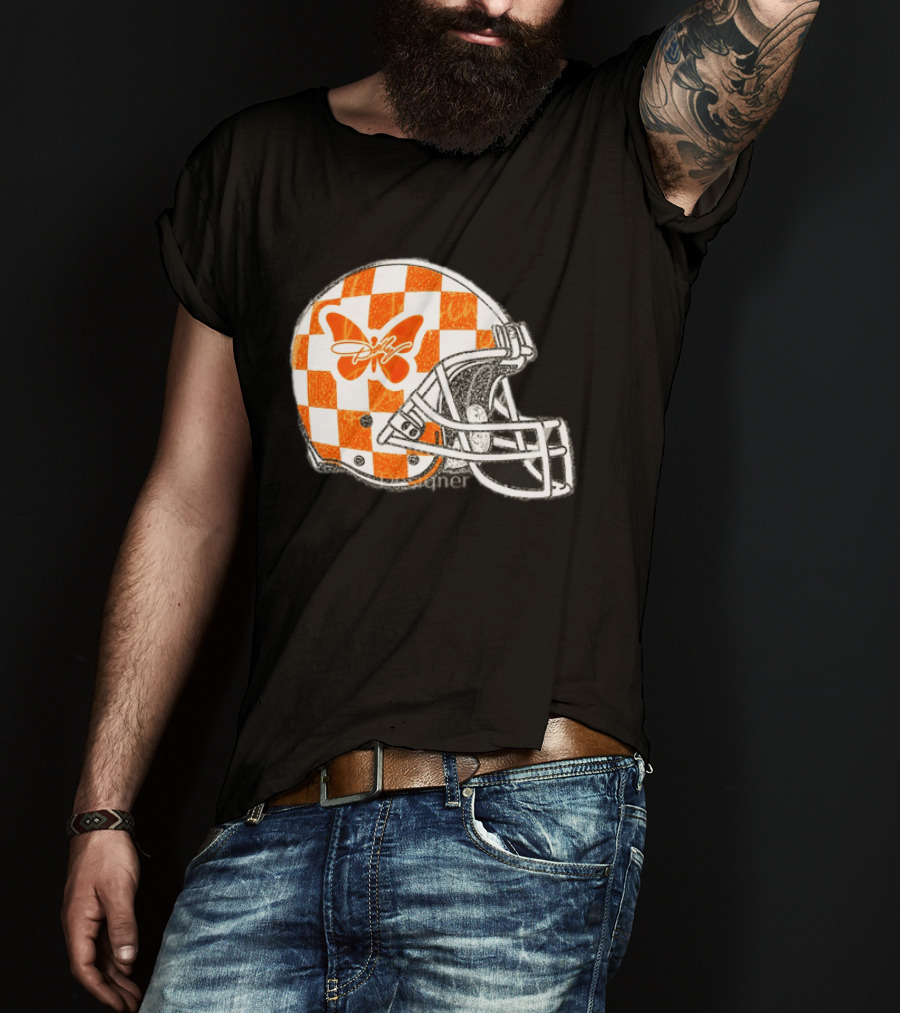 Tennessee Vols Football Helmet Checkerboard Butterfly Dolly Parton Version T-Shirt