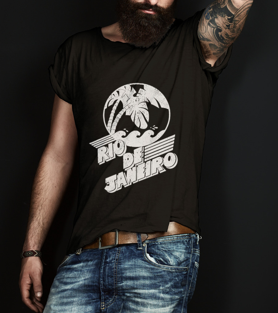 Rio De Janeiro Palm Tree Tropical Waves Circle T-Shirt