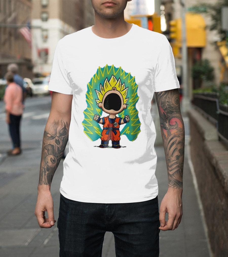 Cartoon Super Saiyan Screaming Boy With Yellow Aura And Orange Suit T-Shirt