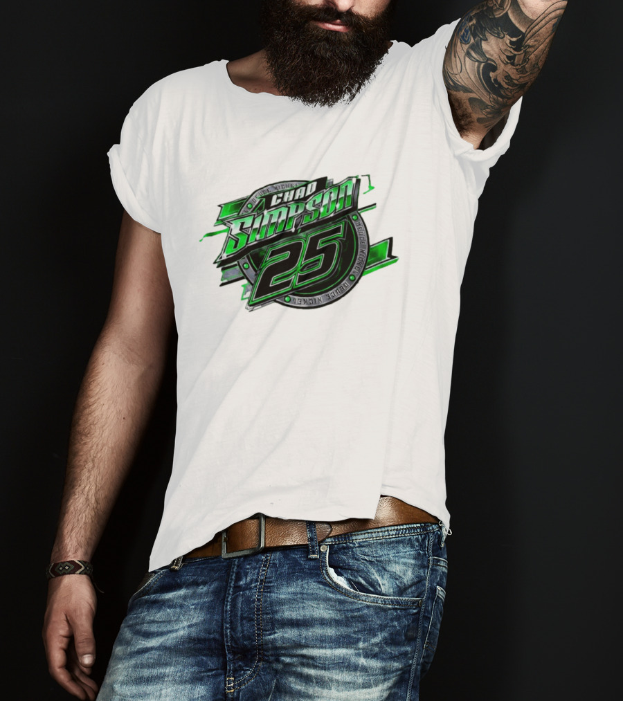 Chad Simpson 25 Deuce Nickel Racing Green Black Christian Series T-Shirt