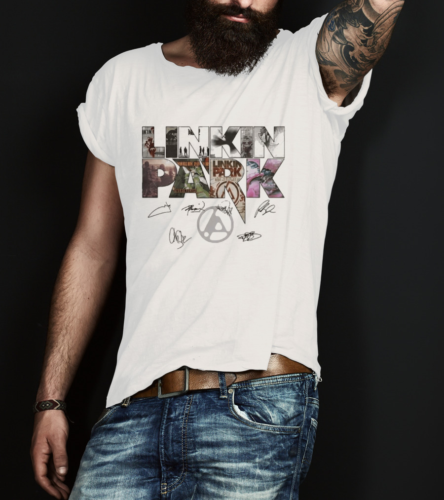 Linkin Park Album Art Collage Signatures T-Shirt