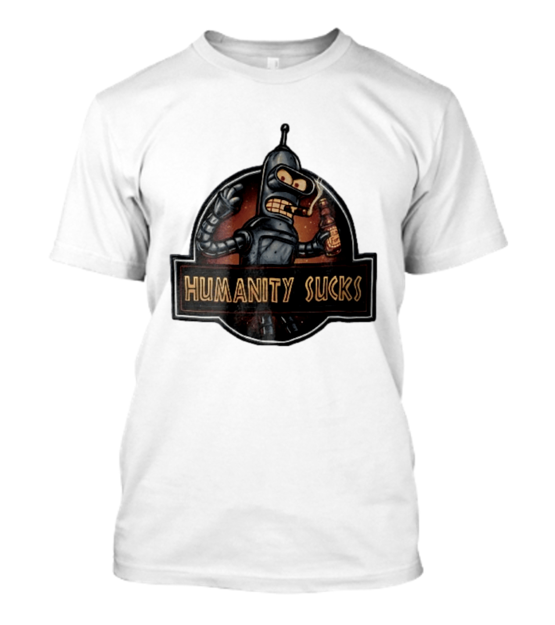 Humanity Sucks Robot Holding Beer T-Shirt