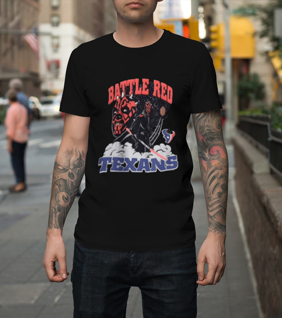 Battle Red Texans Football Star Wars Darth Maul NFL T-Shirt