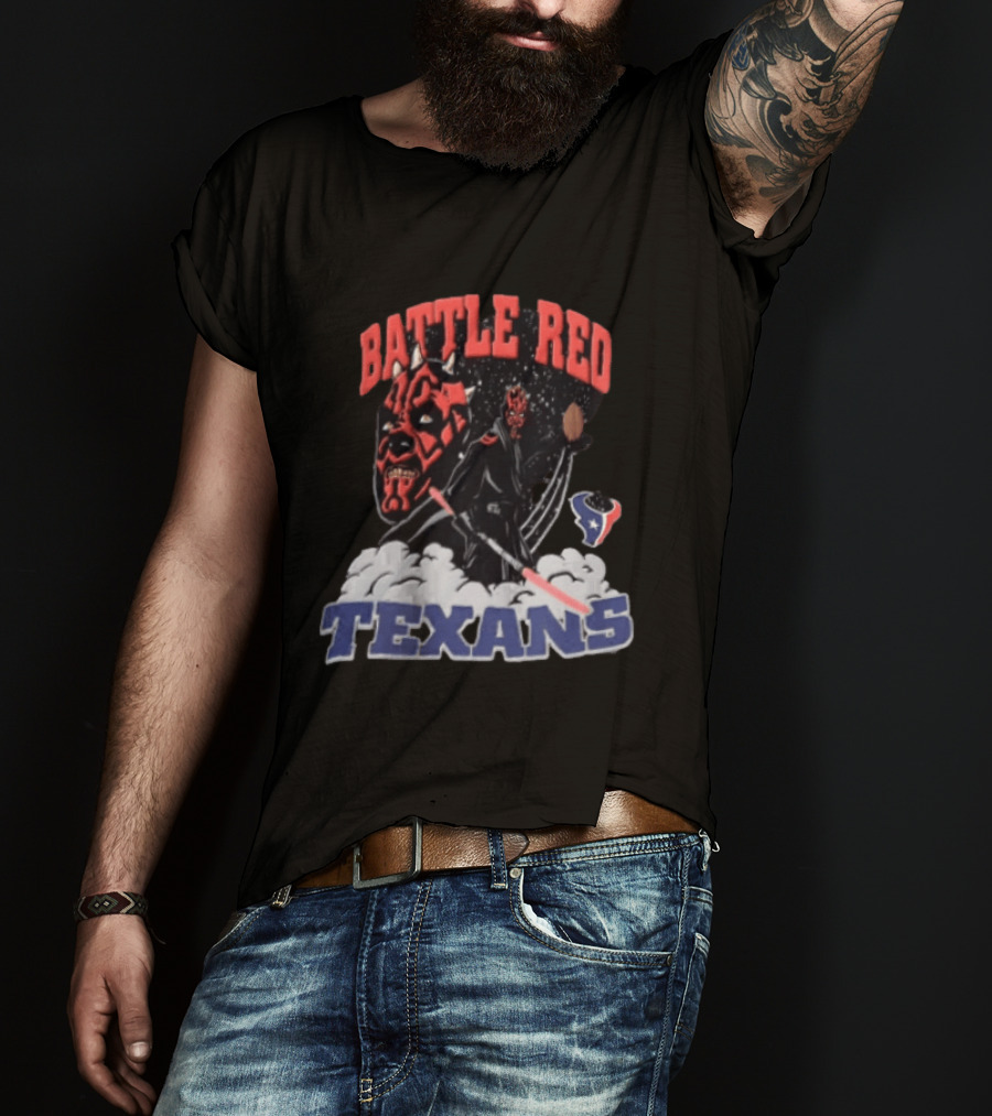 Battle Red Texans Football Star Wars Darth Maul NFL T-Shirt