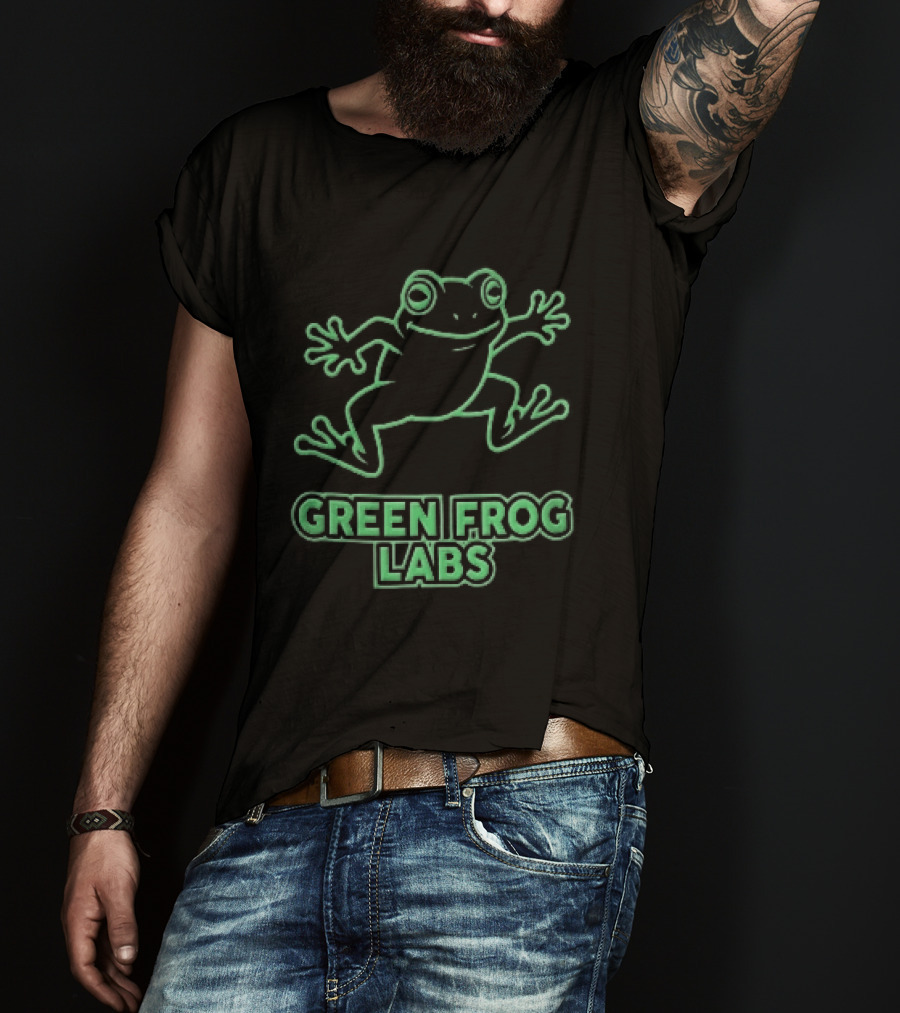 Green Frog Labs Cartoon Sprawling Amphibian Line T-Shirt
