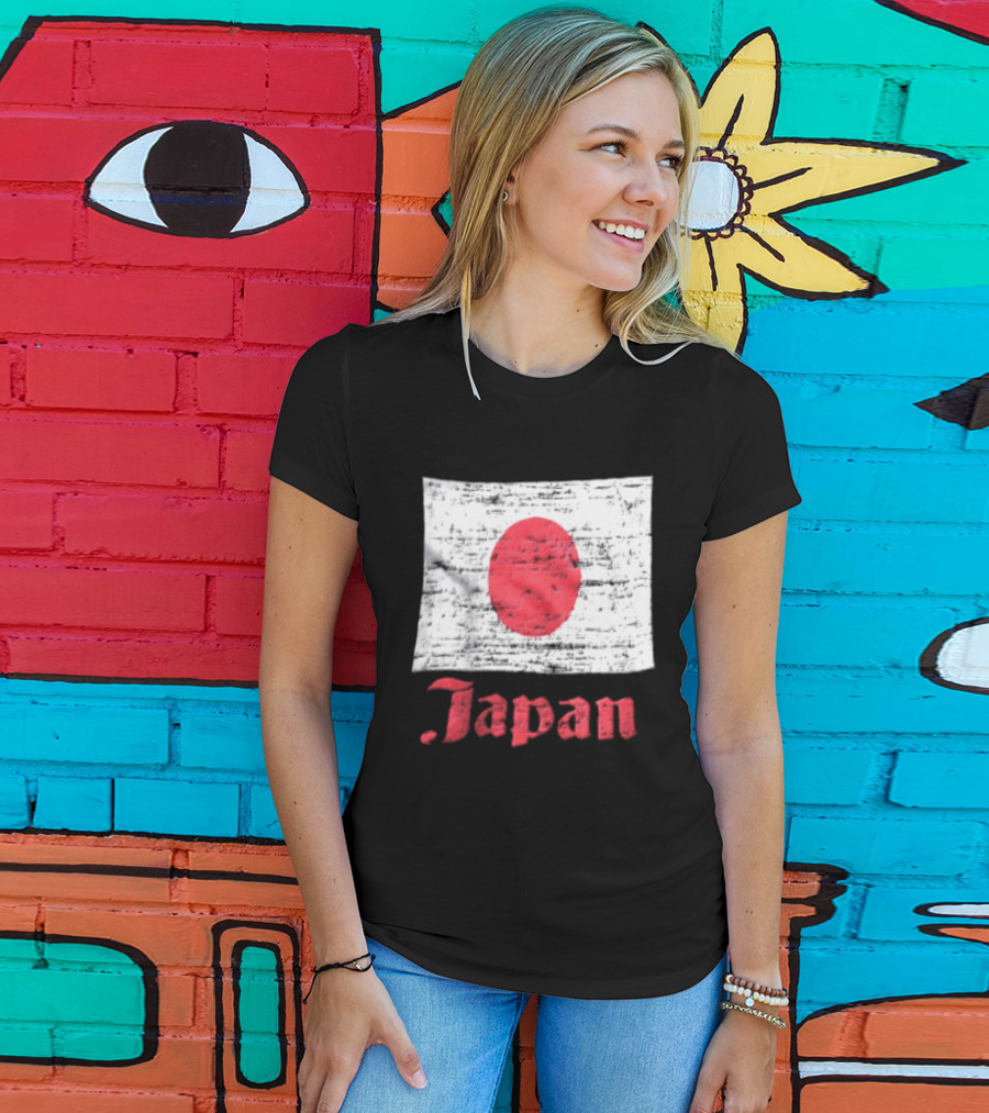 Japan Flag Distressed Style Red Dot Vintage Look T-Shirt
